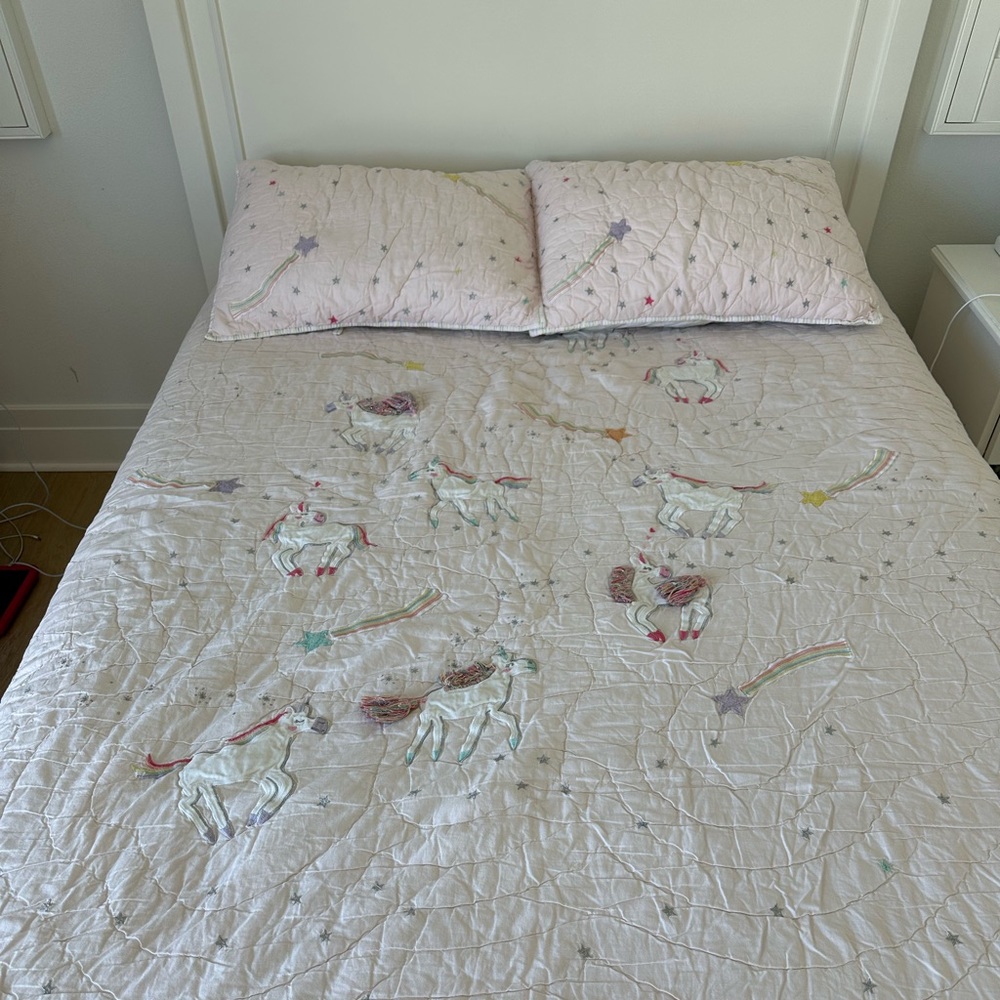 Pottery barn kids unicorn Quilt & Shams set